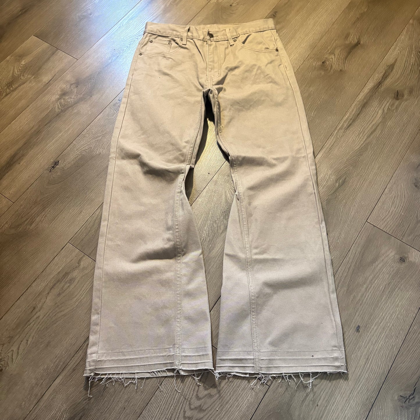 Custom Khaki Flared Jeans